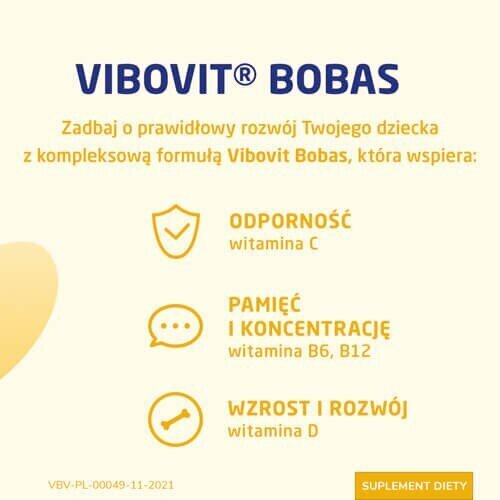 Vibovit Bobas Waniliowy dla Dzieci 2-4 Lat 30 Saszetek