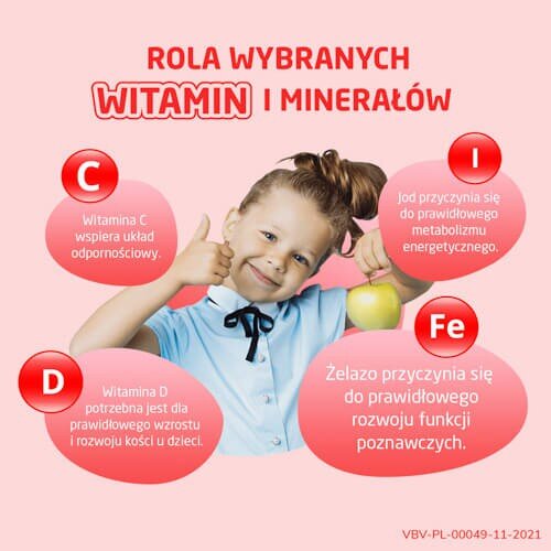 Vibovit Junior Witaminy + Żelazo Wspiera Rozwój Dziecka +4 Lata 30 Sztuk