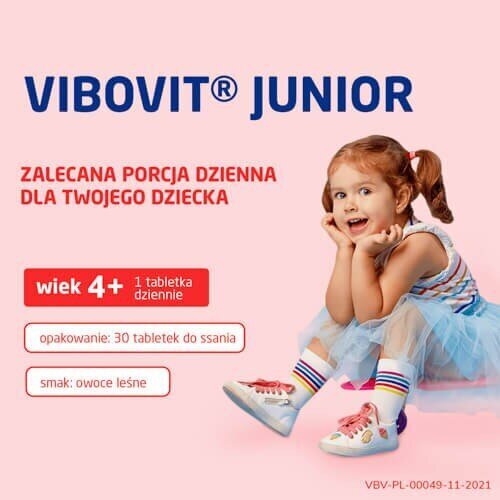 Vibovit Junior Witaminy + Żelazo Wspiera Rozwój Dziecka +4 Lata 30 Sztuk