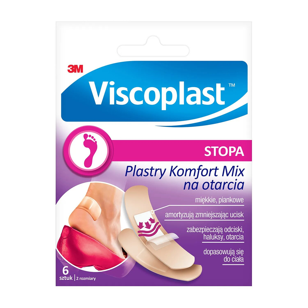 Viscoplast Stopa Plastry Komfort Mix na Otarcia 6 Sztuk