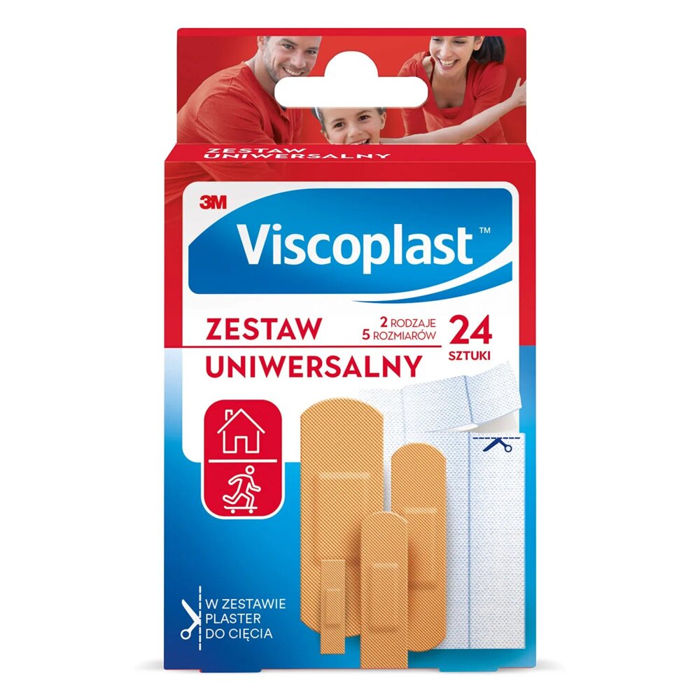 Viscoplast Zestaw Uniwersalny Plastry z Opatrunkiem 24 Sztuki