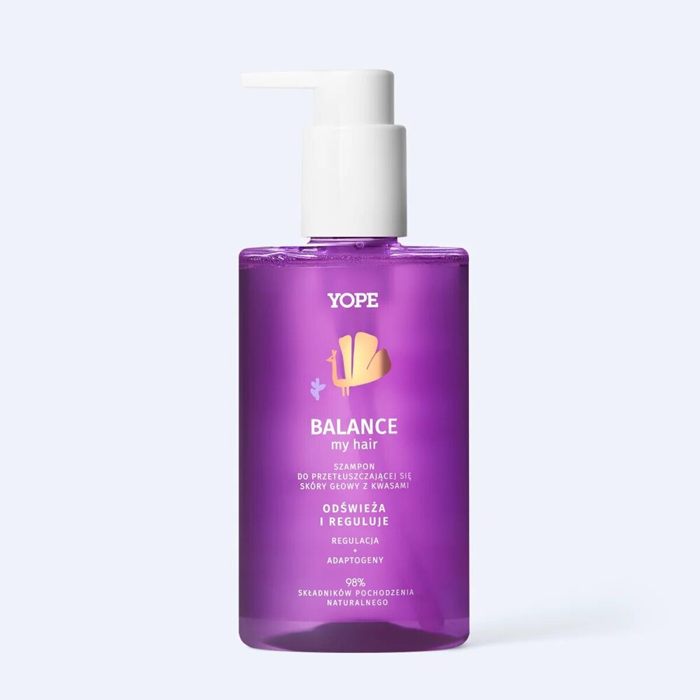 Yope Balance my Hair Szampon do Przetłuszczającej się Skóry Głowy z Kwasami i Adaptogenem 300ml