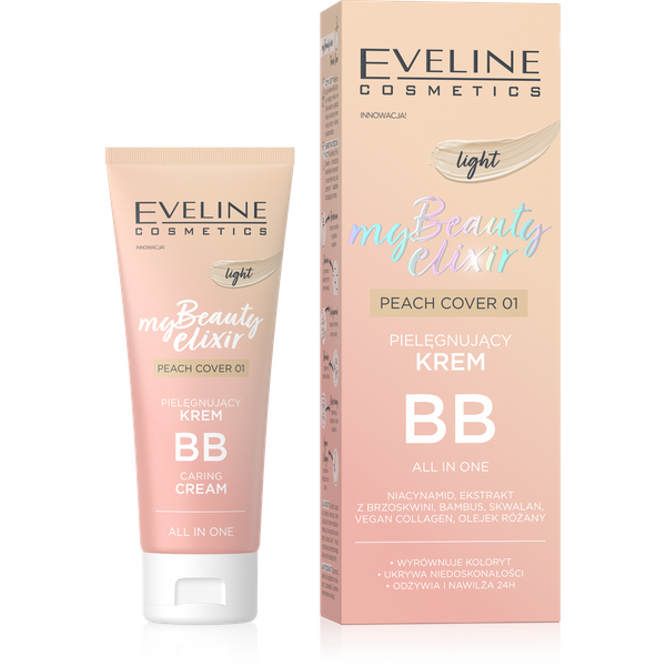  Eveline My Beauty Elixir Pielęgnujący Krem BB All In One Light Peach Cover Nr 1 30ml