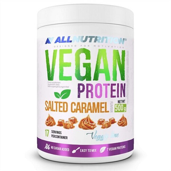 Allnutrition Vegan Protein Odżywka o Smaku Słonego Karmelu bez Dodatku Cukru 500g