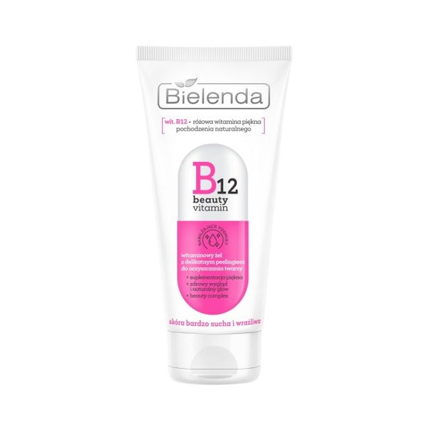 Bielenda B12 Beauty Vitamin Witaminowy Żel do Twarzy z Peelingiem dla Skóry Bardzo Suchej i Wrażliwej 150ml