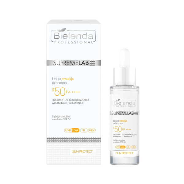 Bielenda Professional SupremeLab Sun Protect Lekka Emulsja Ochronna UVA UVB HEV SPF 50 dla każdego Rodzaju Skóry 30ml