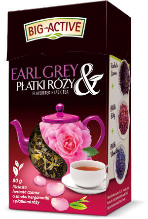Big-Active Earl Grey & Płatki Róży Liściasta Czarna Herbata o Smaku Bergamotki 80g