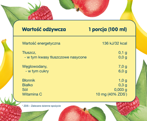 Bobo Frut Nektar Owocowy Jabłko Banan Malina dla Niemowląt po 6 Miesiącu Życia 300ml