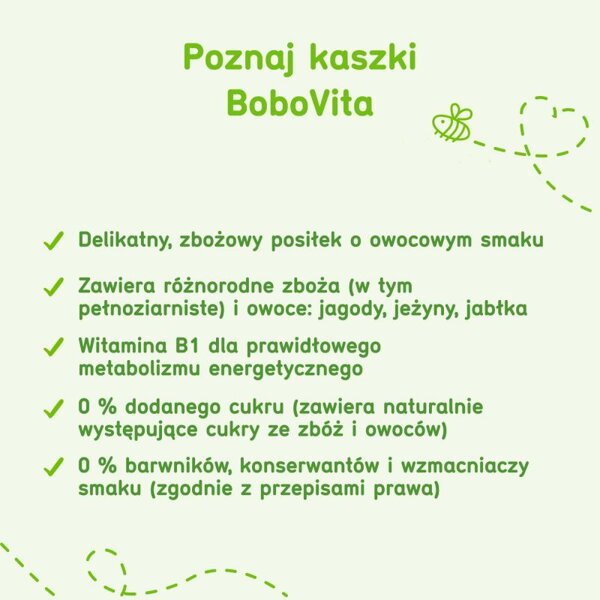 BoboVita Porcja Zbóż Kaszka Bezmleczna Jagoda Jeżyna Jabłko dla Niemowląt po 8 Miesiącu Życia 170g