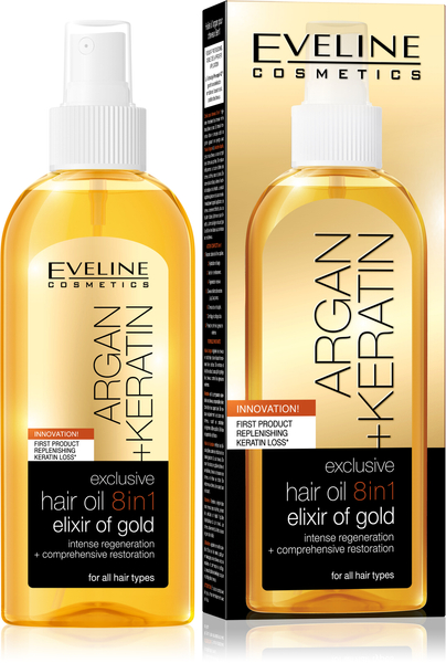 Eveline Argan Keratin 8w1 Exclusive Olejek Arganowy do Włosów 150ml