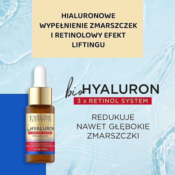 Eveline BioHyaluron 3x Retinol System Multinaprawcze Serum Silnie Przeciwzmarszczkowe na Noc 18ml