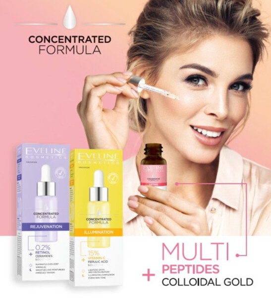 Eveline Concentrated Formula Rozświetlające Serum z Witaminą C na Twarz Szyję i Dekolt 18ml