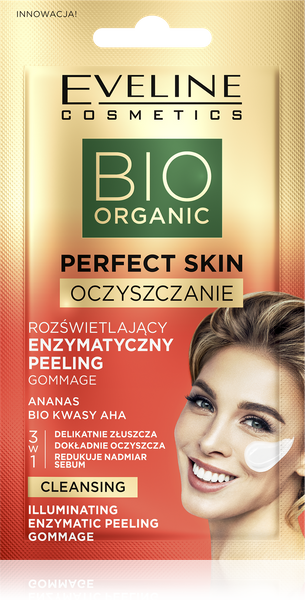 Eveline Perfect Skin Bio Organic Rozświetlający Enzymatyczny Peeling z Bio Kwasami AHA i Ananasem 8ml