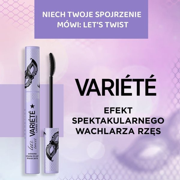 Eveline Variete Lashes Show Let`s Twist Podkręcający i Zwiększający Objętość Czarny Tusz do Rzęs 10ml