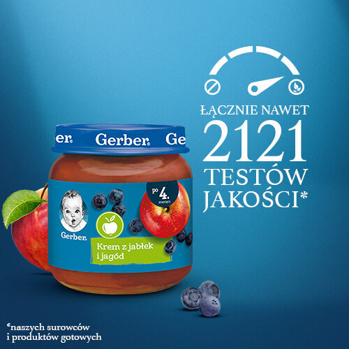 Gerber Krem z Jabłek i Jagód dla Niemowląt po 4 Miesiącu 125g