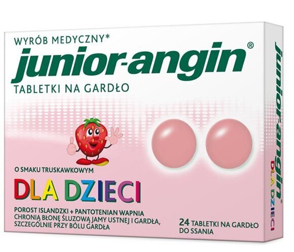 Junior-Angin Tabletki Na Gardło Dla Dzieci o Smaku Truskawkowym 24 szt.