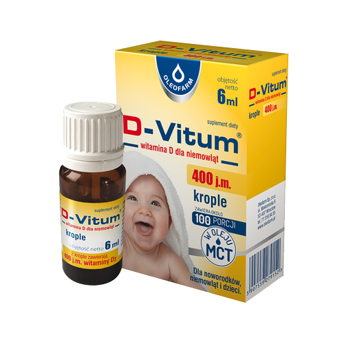 Oleofarm D-Vitum Witamina D 400 j.m. dla Niemowląt i Dzieci Krople 6ml 