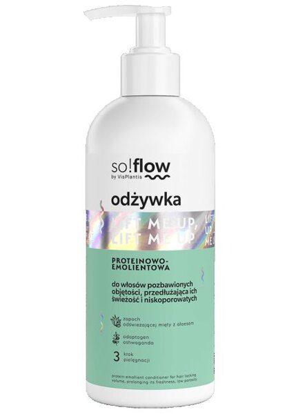 So!Flow by Vis Plantis Odżywka Proteinowo-Emolientowa Włosów Pozbawionych Objętości Przedłużająca ich Świeżość 300ml