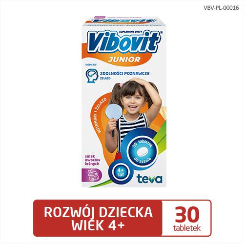 Vibovit Junior Witaminy + Żelazo Wspiera Rozwój Dziecka +4 Lata 30 Sztuk