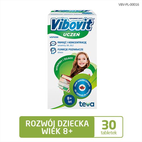 Vibovit Uczeń Tabletki do Ssania Wspiera Rozwój Dziecka od 8 Lat 30 Sztuk