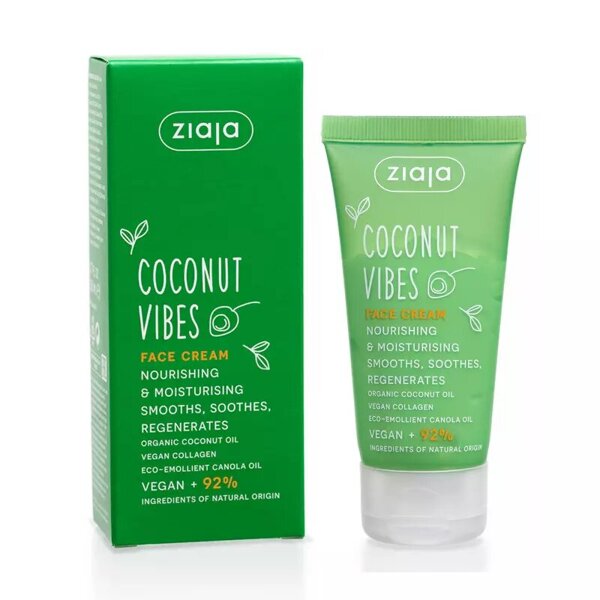 Ziaja Coconut Vibes Odżywczo-Nawilżający Krem do Twarzy dla Skóry Suchej 50ml