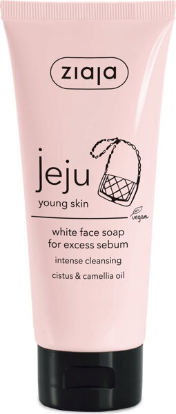 Ziaja Jeju Young Skin Białe Mydło do Twarzy przeciw Sebum z Nutą Mango Kokosa Papai dla Każdego Rodzaju Skóry Vegan 75ml