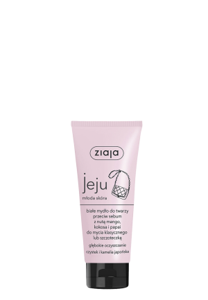 Ziaja Jeju Young Skin Białe Mydło do Twarzy przeciw Sebum z Nutą Mango Kokosa Papai dla Każdego Rodzaju Skóry Vegan 75ml